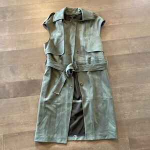 Trench Dress Faux Suede Olive Green Army Vest LAUNDRY by Shelli Segal